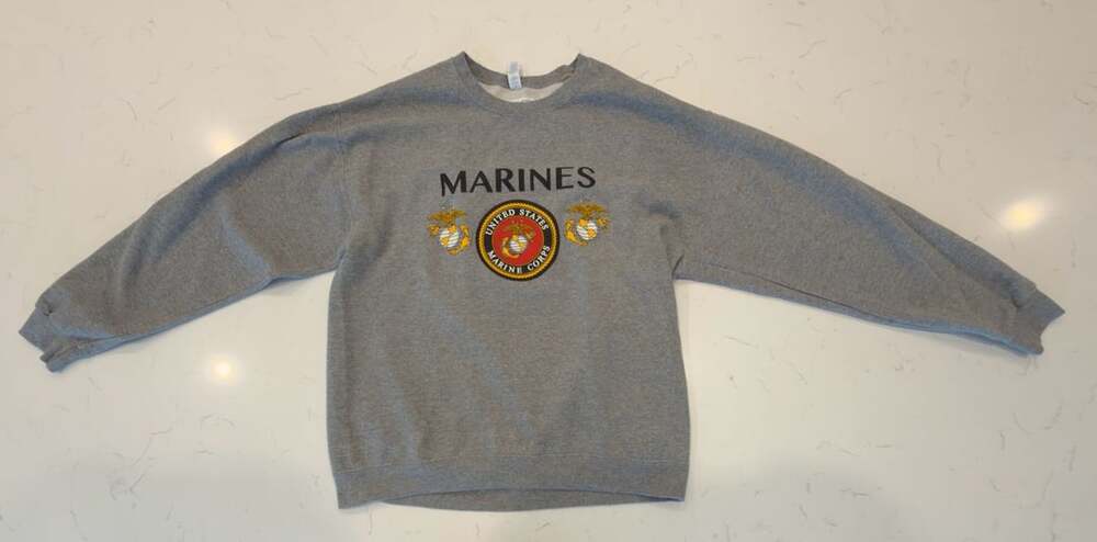 JERZEES US Marine Corps Nublend Grey Sweatshirt Size L